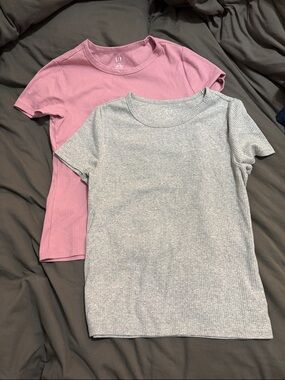 GAP RIB TEE - Pink & Light Gray